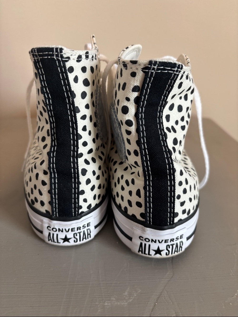Converse Dalmatian-Spot High Top Sneakers - Black & Cream Size 9 Worn Once - Picture 2 of 4